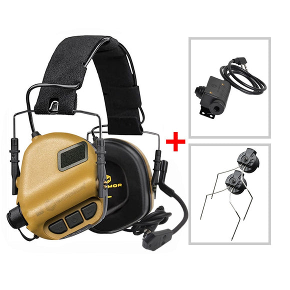 EARMOR M32 Tactical Headset & M51 Kenwood PTT Adapter & ARC Rail Adapter Sets 6 Colors